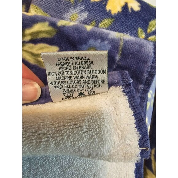 VTG Laura Ashley EMILIE 100% Cotton Floral Bath Towel Set Blue & Yellow 6 Pieces - Picture 3 of 6